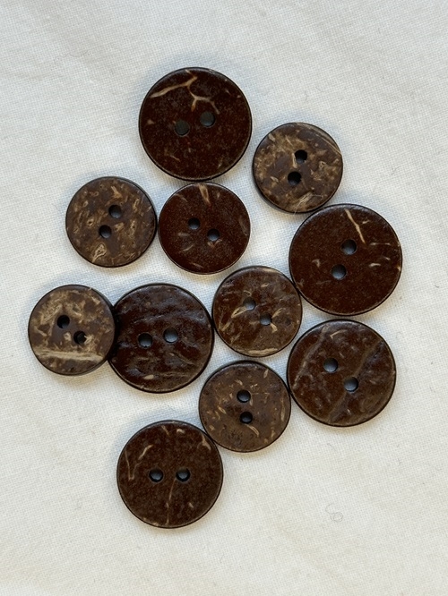 Mørk kokosknap - 12 og 15 mm
