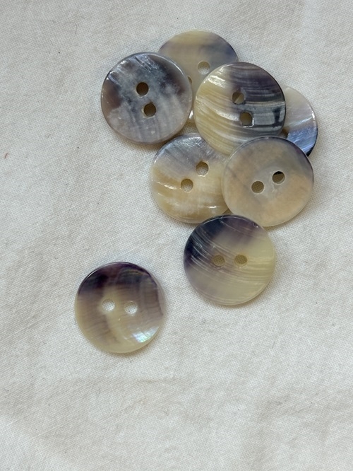 Blåmuslinge knapper med 2 huller 15 mm 
